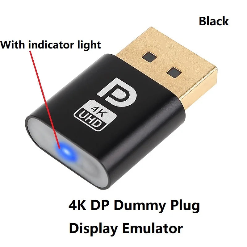 4K DP Dummy Plug Display Emulator Displayport Virtual Monitor Headless Ghost Display EDID Emulator 4K DP Virtual Display Adapter