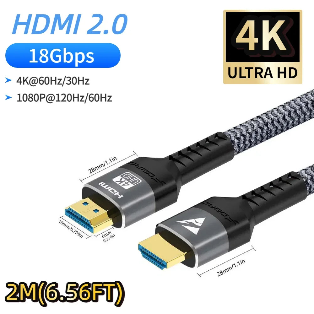 HDMI 2.2/2.1/2.0 Cable Maximum Bandwidth 96Gbps Support 8K@120Hz 4K@240Hz 2K@360Hz LIP Protocol for TV Monitor Game Console