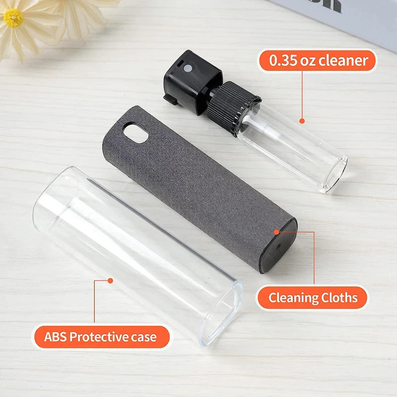 2-in-1 Microfiber Screen Cleaning Kit Empty Spray Bottle & Cleaning Cloth for Phone Tablet Laptop Computer