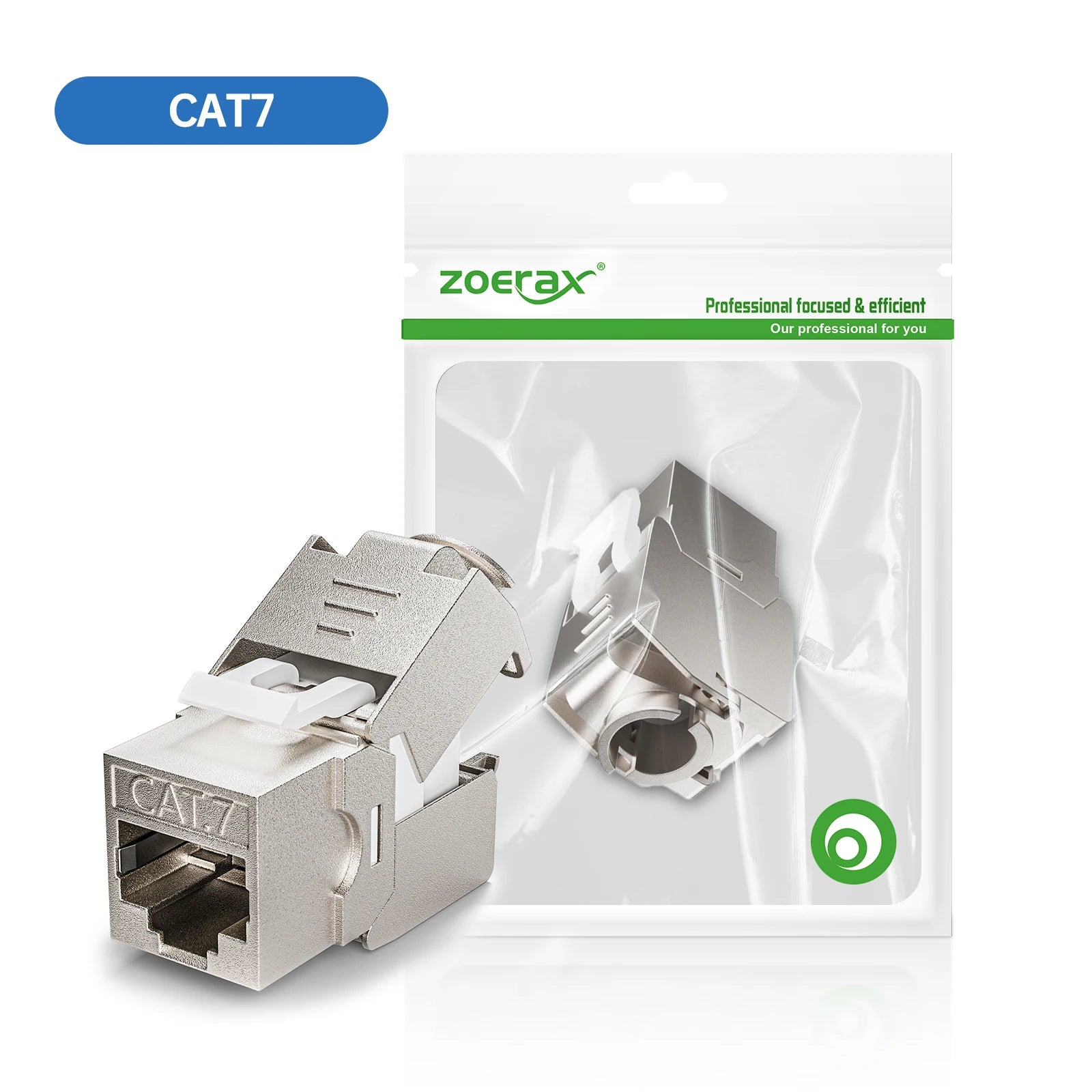 ZoeRax Cat6a Cat7 Cat8 Keystone Jack, RJ45 STP Tool-Less Type Zinc Alloy Module Shielded Keystone Jack Adapter 40 Gigabit