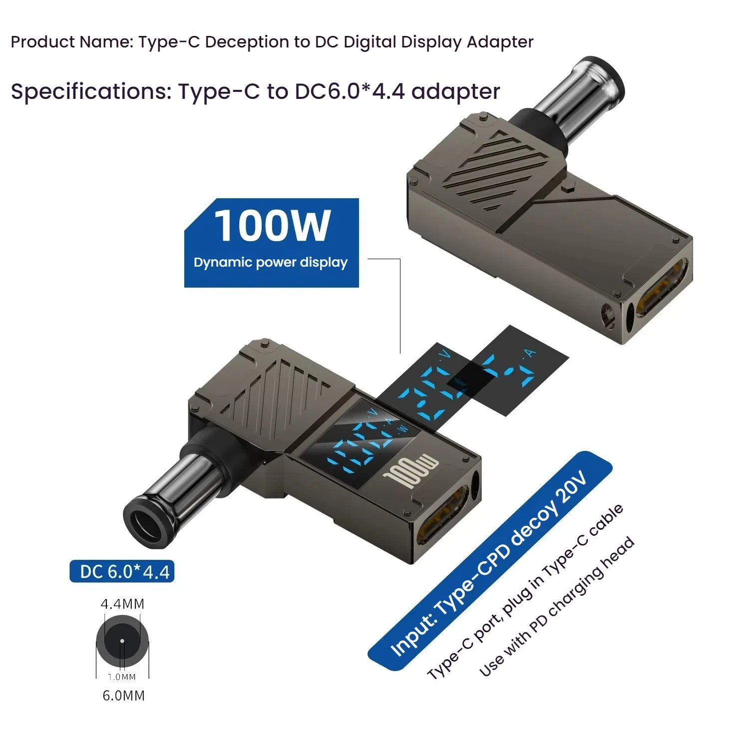 PD 100W Laptop Power Charger Converter Female Type-C To DC Male Jack Plug Supply Adapter Connector 5A For Notebook Computer PC