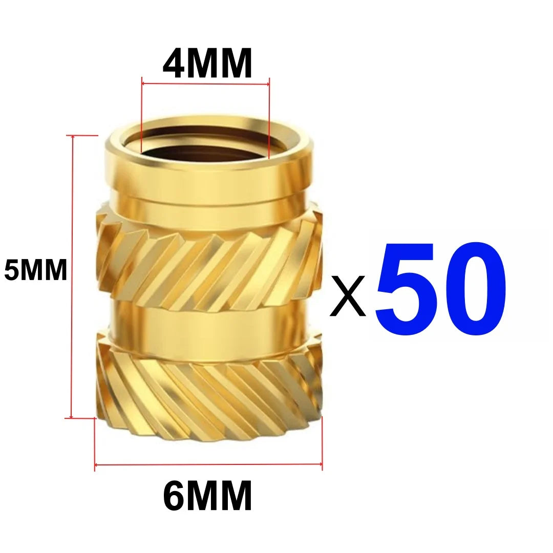 50/100 Pcs Heat Insert Embedment Nut M3 M4 M5 Threaded Knurled Brass Screw Nuts For 3D Printer Voron 2.4 And Others