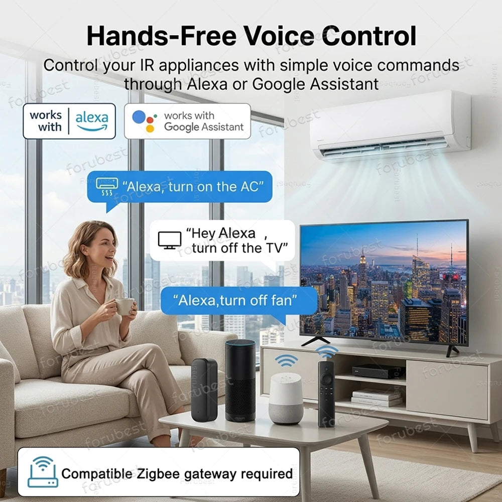 Smart Zigbee IR Remote with Temp&Humidity Sensor Wireless Universal Infrared Blaster For Zigbee2MQTT TUYA Smart Life Automation