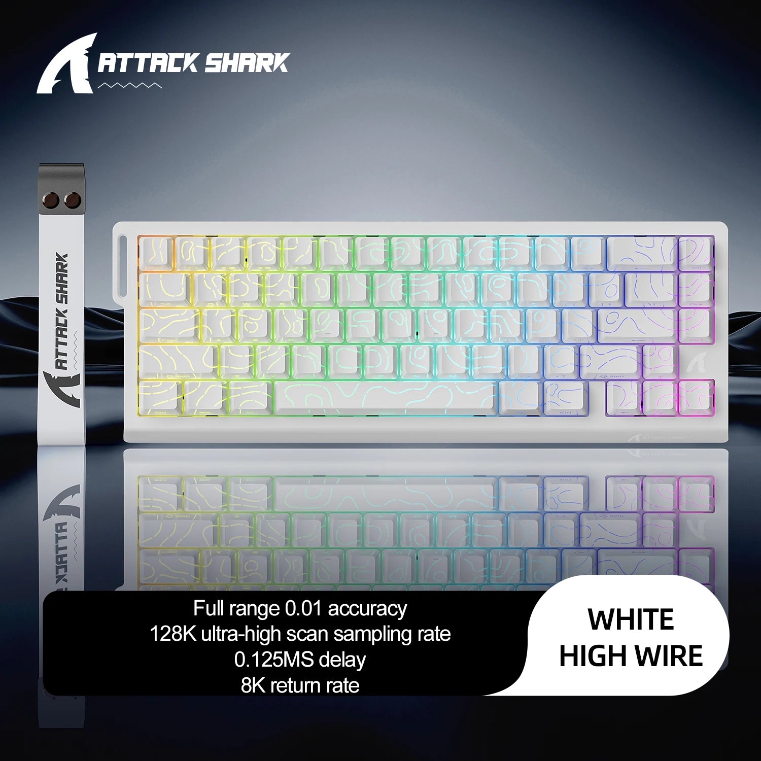 ATTACK SHARK X68HE Wired RGB Keyboard for PC Gaming with PBT Double-Shot Keycaps, 0.01mm Rapid Trigger Accuracy, 128K Scan Rate