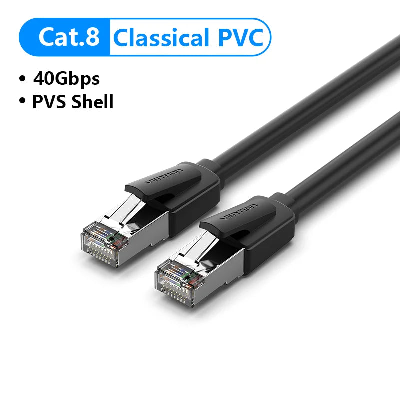 Vention Ethernet Cable CAT8 40Gbps Cotton Braided Network Lan Patch Cord for PC Modem Laptop PS 5/4 Router RJ45 Cable Ethernet