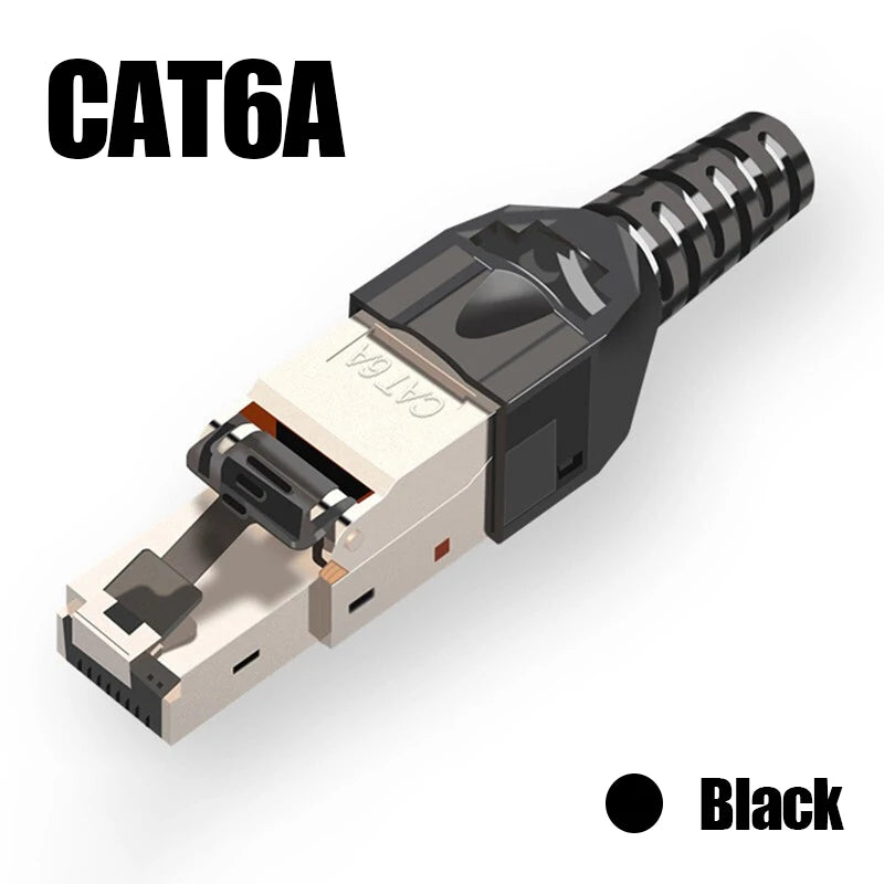 ZOERAX 1PCS RJ45 CAT8 Cat7 CAT6A Tool-Free Connector Toolless RJ45 Termination Plug Reusable Shielded for Ethernet Cables POE