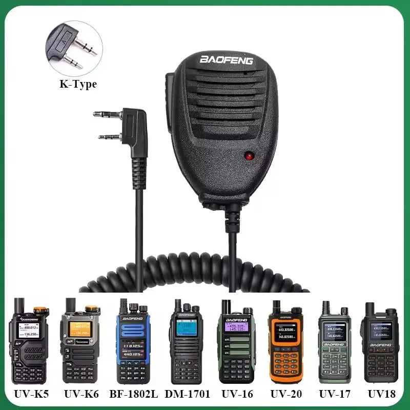 Baofeng Shoulder Speaker Mic Microphone for Baofeng Walkie Talkie UV 5R 82 888S UV S9 PLUS UV 13 16 Pro Quansheng UV K5 5R Plus