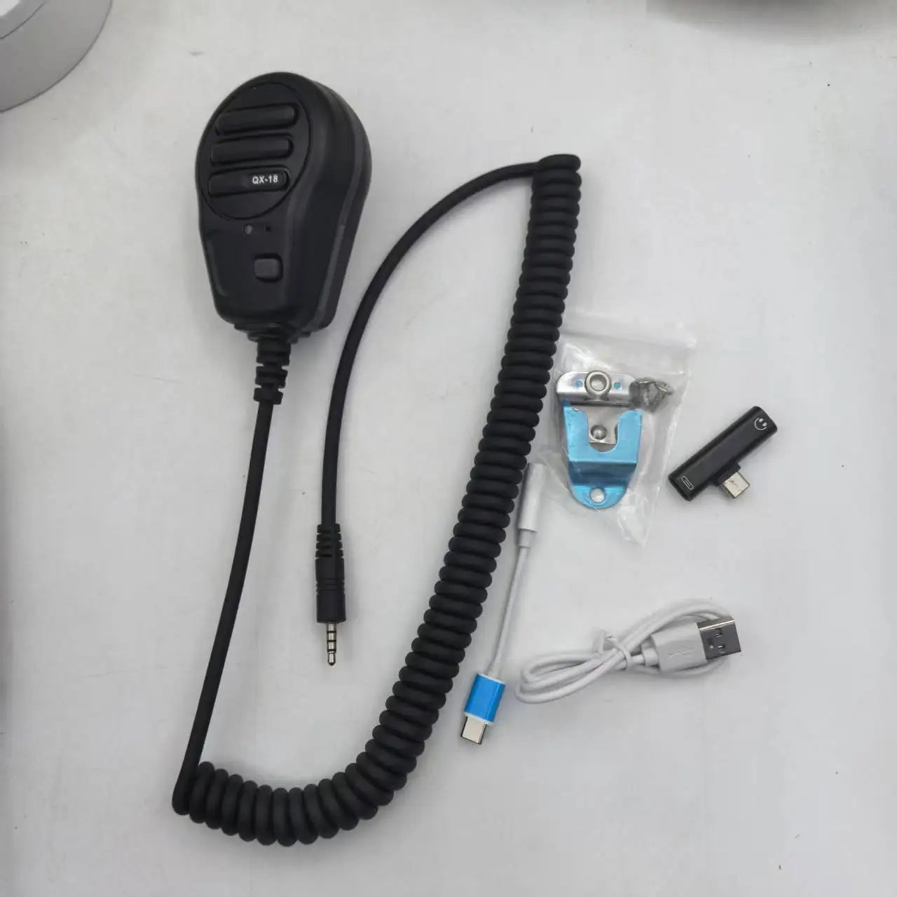 3.5mm Jack Plug  PTT Walkie Talkie Microphone wtih Handheld and Shoulder Speaker  for Zello APP
