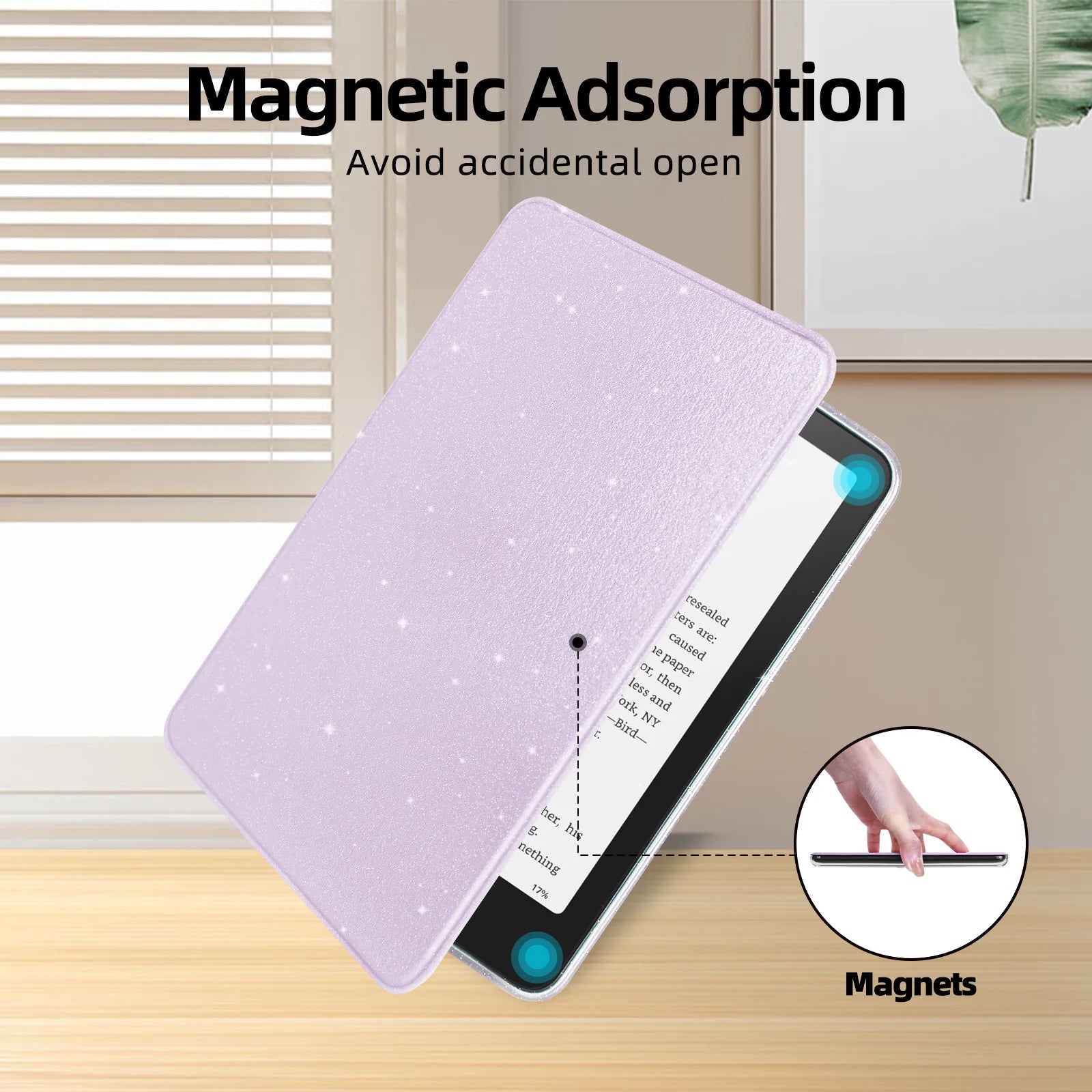 Glitter Case for 6"Kindle (11th Gen 2022/2024) - Clear Acrylic Back, Full-Body Shockproof, Auto Wake & Sleep, Kindle Accessories