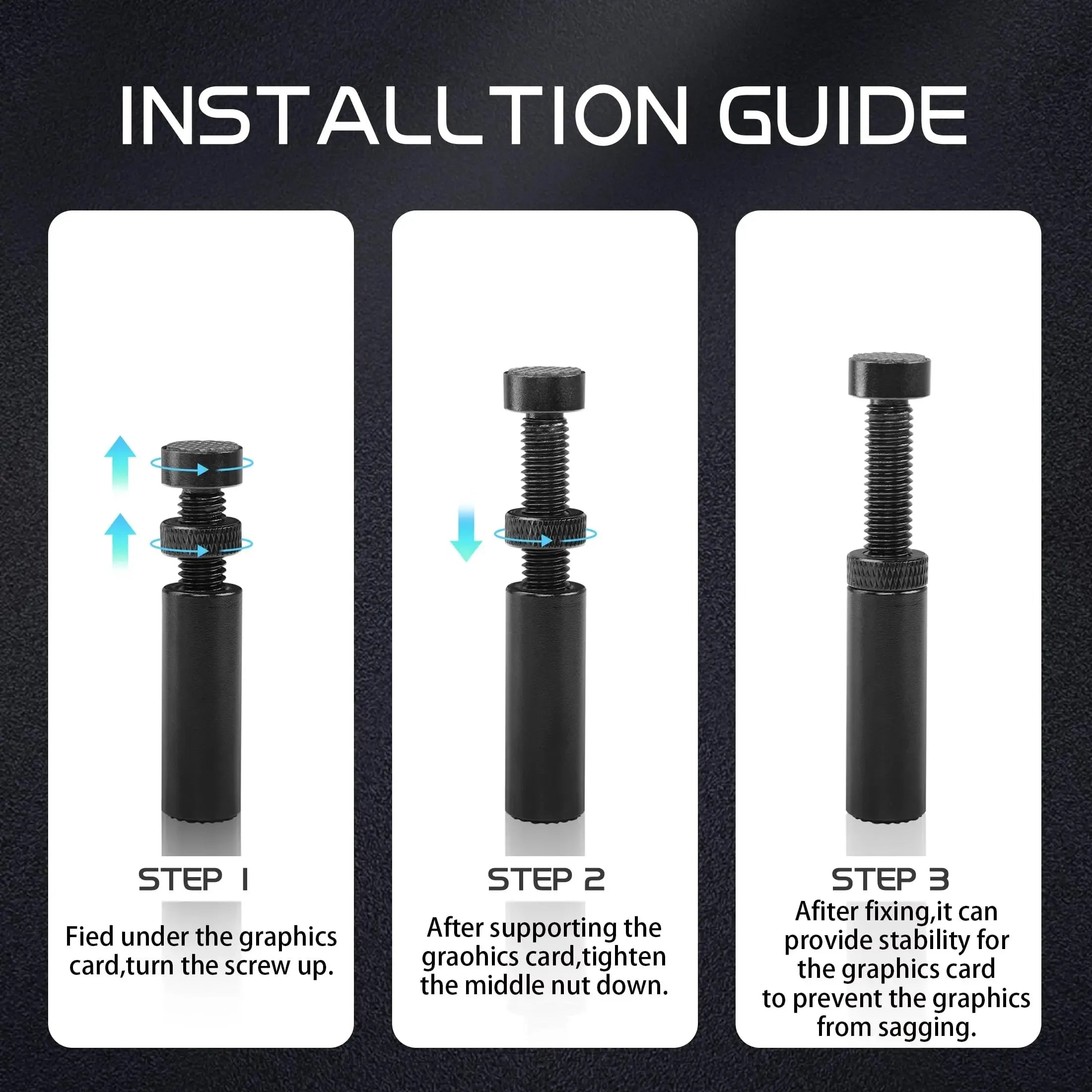 TEUCER Graphics Card GPU Holder Adjustable Telescopic Rotary Screw Magnetic Anti-Slip Support Vertical GPU Video Card Bracket