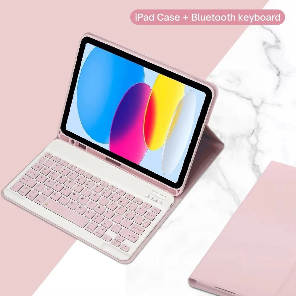 Keyboard Case For iPad 11 (A16) 2025/iPad 10th Generation 2022 10.9inch,Detachable Stand Folio Keyboard Cover With Pencil Holder