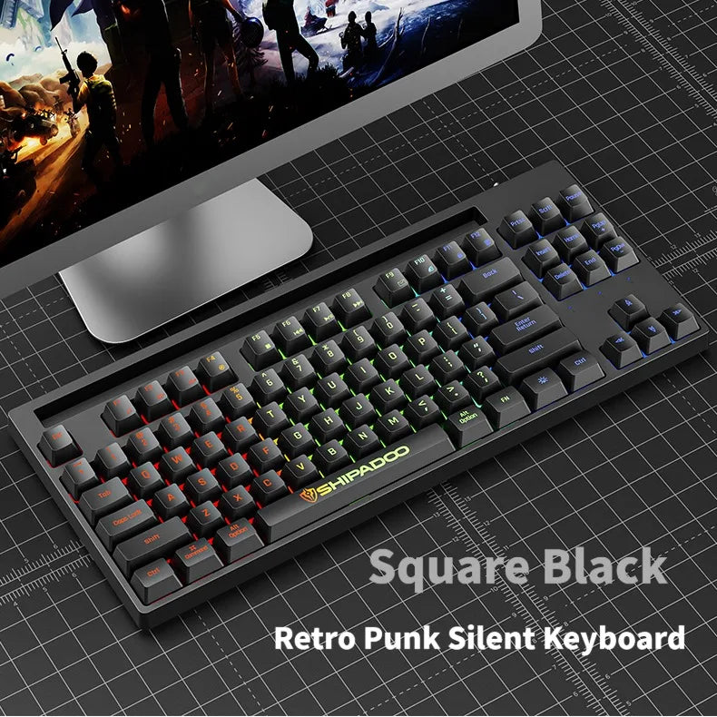 NexusClick Hot Sale 87 keys Backlit Mechanical Feel Keyboard, Wired Gaming Keyboard waterproof Luminous keycap for Laptop Office