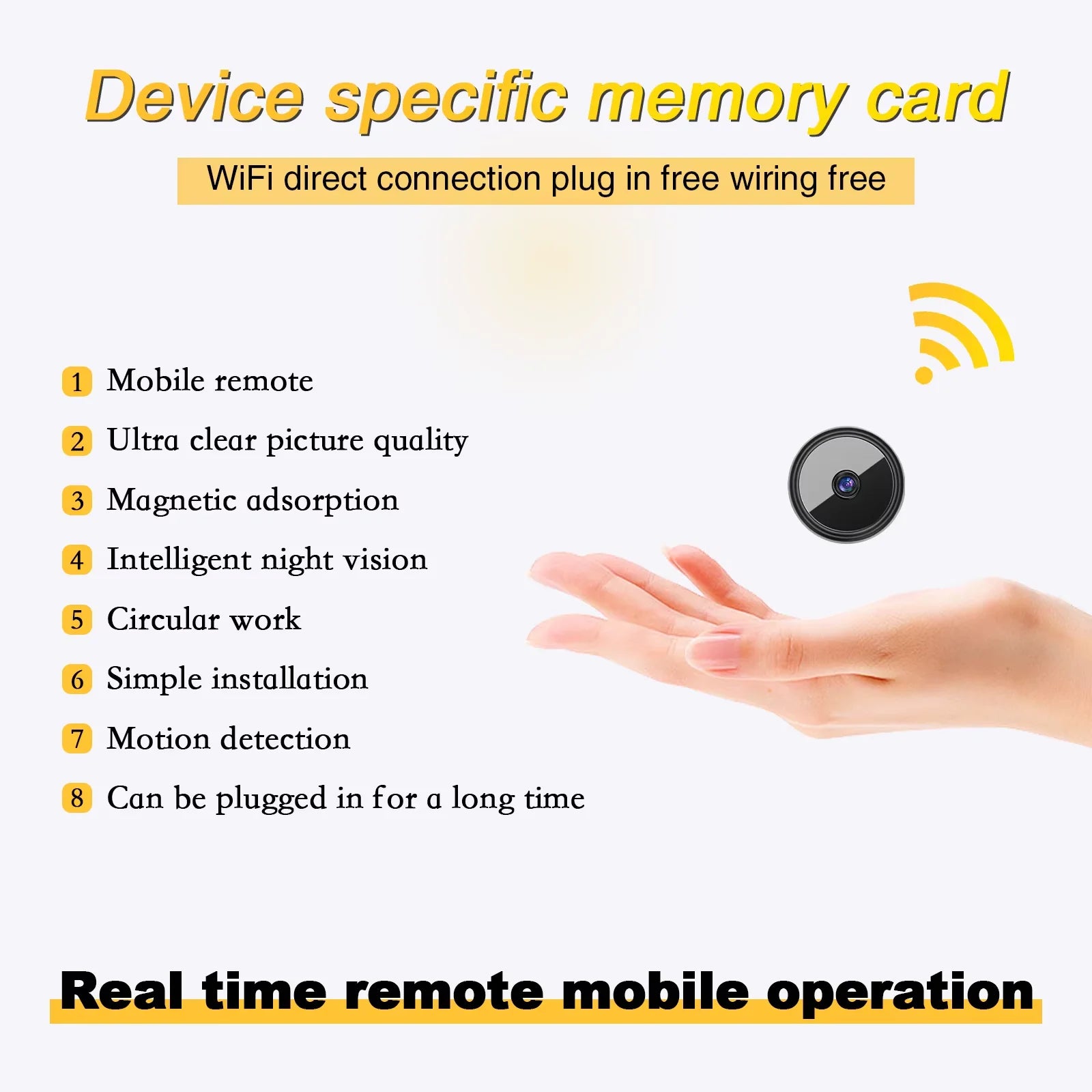 UN6 Only 0.9 inch Camera with Audio/Video Small Cameras for Home Indoor Use Cam Night Vision and Motion Detection