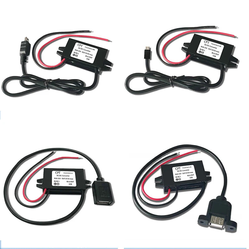 DC-DC 12V to 5V 3A 15W Car Power Converter Micro Mini USB Step Down Voltage Power Supply Output Adapter with Reverse Protection
