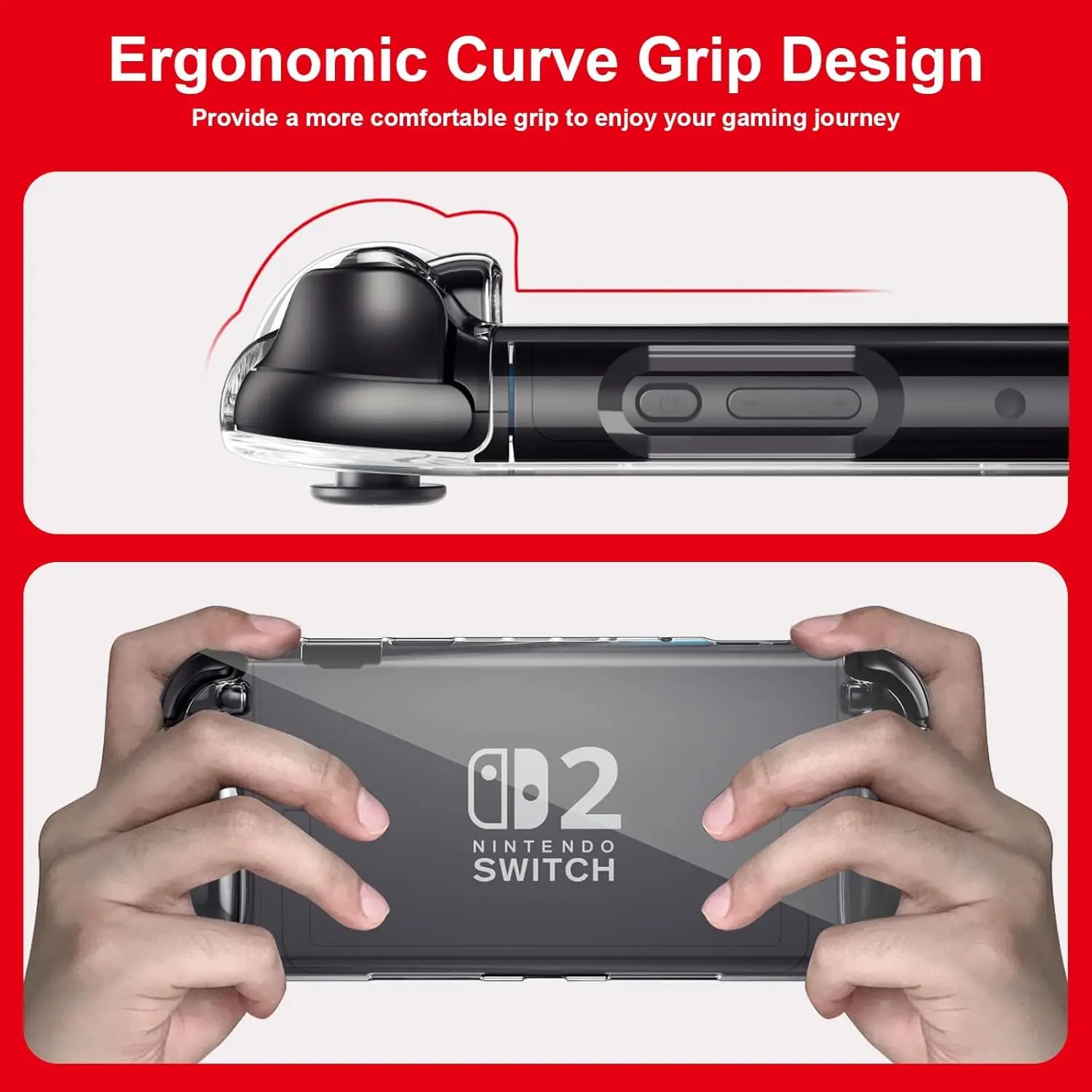 Ergonomic TPU Case for Switch 2 – Anti-Slip, Shock-Absorbing Cover for NS2 Game Console & Joy-Con Full Body Protection