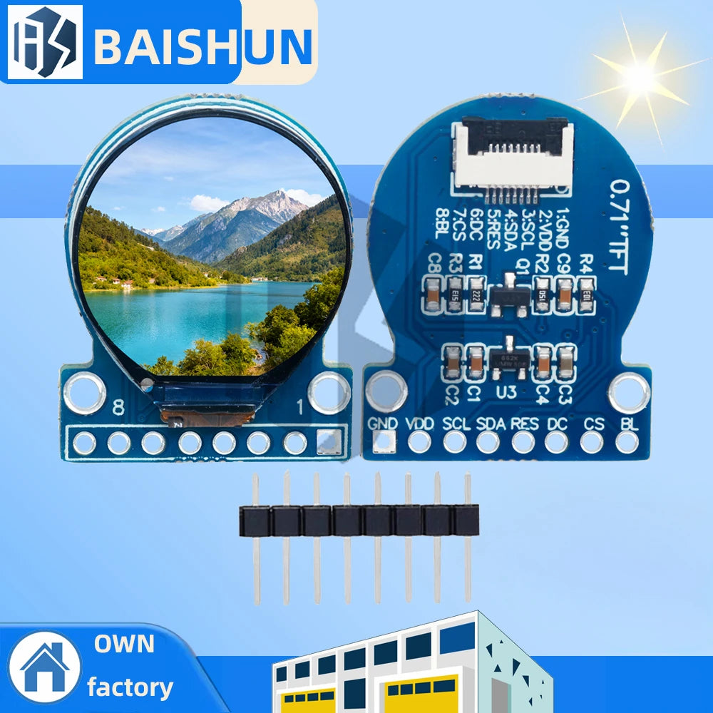TFT Display 0.71 Inch TFT LCD Display Module Round RGB 160*160 GC9A01 Driver 8PIN SPI Interface 160x160 PCB For Arduino