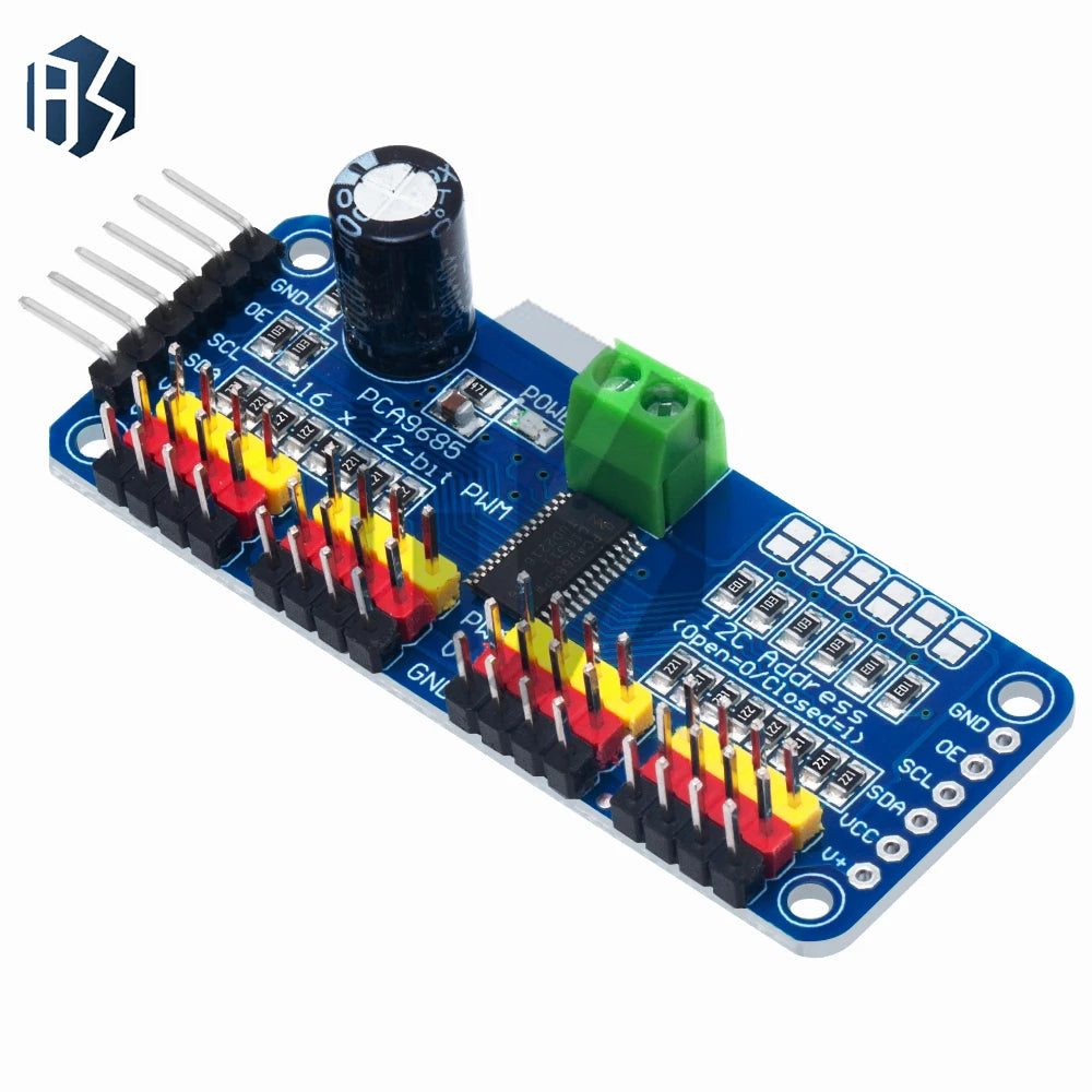 PCA9685 16-Channel 12-bit PWM Servo Driver Board with I2C Interface - Servo Shield Module for Arduino