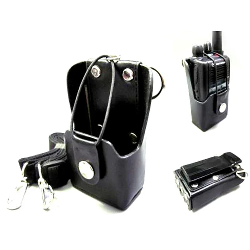 Black Hard Artificial Leather Case Holster Belt Clip for Motorola GP328 Plus GP328Plus GP388 GP344 GP638+ Radio Walkie Talkie