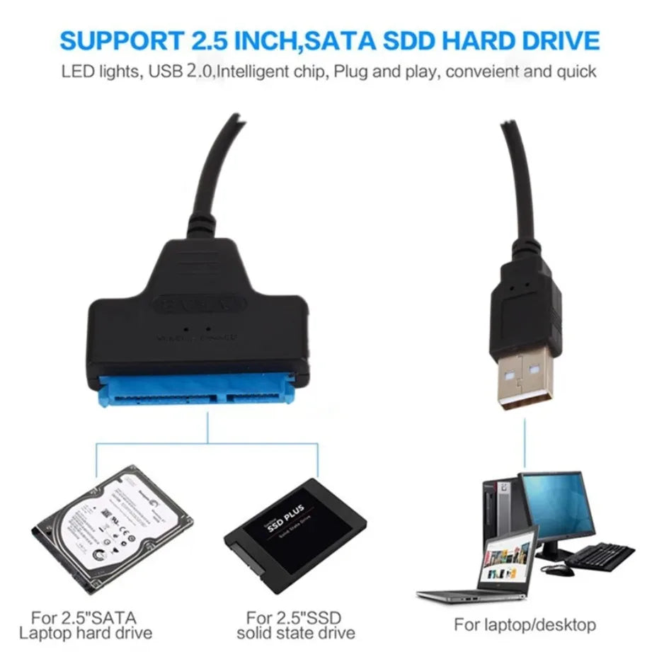 USB SATA Cable SATA To USB 3.0 / 2.0 /TYPE-C Adapter Support 2.5Inch External SSD HDD Hard Drive 22 Pin Sata Cable Adapter