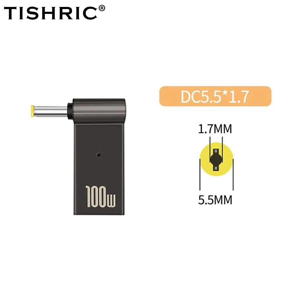 PD 100W Laptop Power Charger Converter Female Type-C To DC Male Jack Plug Supply Adapter Connector 5A For Notebook Computer PC