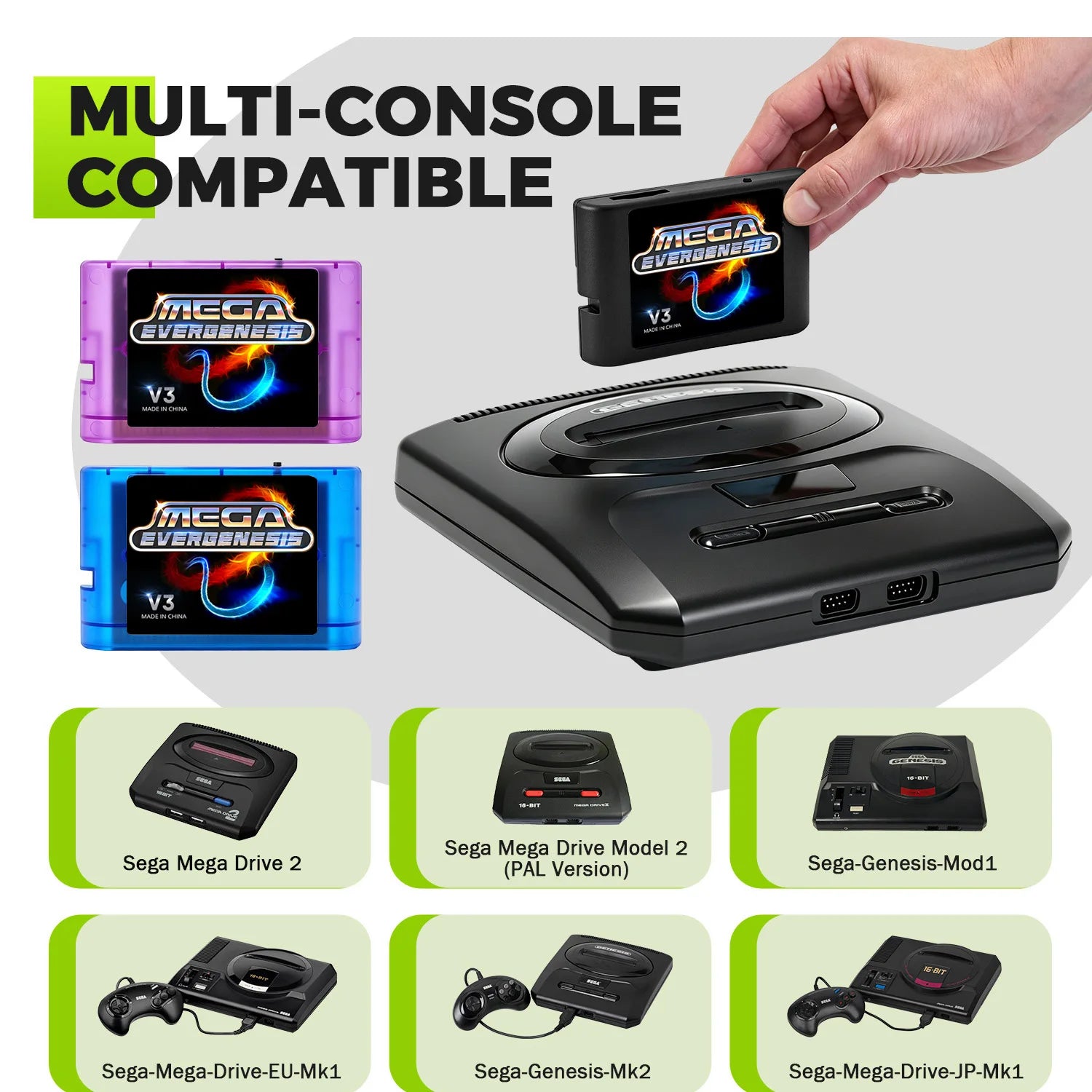3000 in 1 MD V3 Pro Game Cartridges EDMD FlashCard For SEGA Genesis Mage Drive 16Bit Video Game Console Free With 4G TF Card