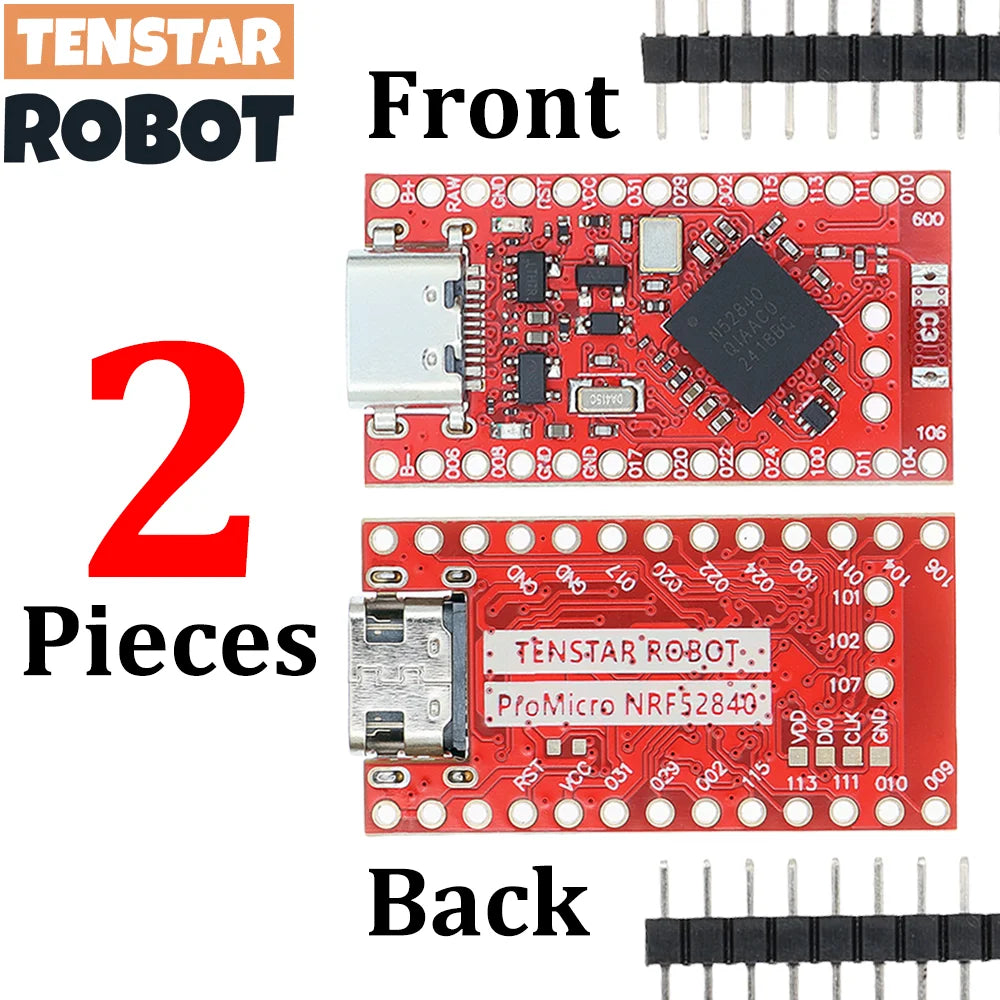 TENSTAR 2pcs NRF52840 Development Board Compatible With Nice!Nano V2.0 Bluetooth Split keyboard Pro Micro Red Board
