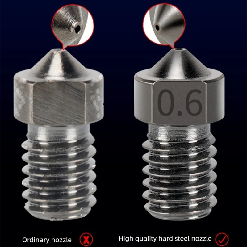 V6 Nozzle Hardened Steel 0.2/0.4/0.6/0.8/1mm 1.75mm Filament M6 3D Printer Nozzle For Ender 3 Hotend Titan Extruder Prusa I3 MK3