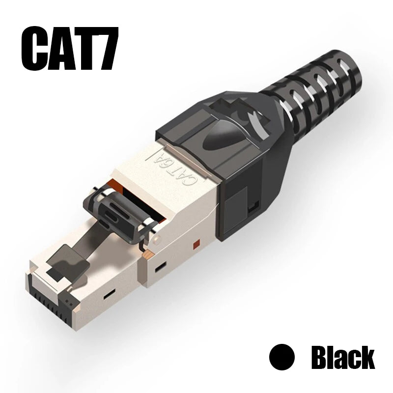 ZOERAX 1PCS RJ45 CAT8 Cat7 CAT6A Tool-Free Connector Toolless RJ45 Termination Plug Reusable Shielded for Ethernet Cables POE