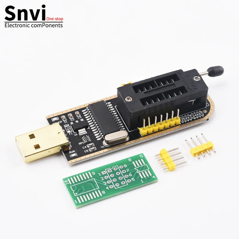 CH341B USB EEPROM Flash BIOS Programmer Module with SOIC8 SOP8 Test Clip, SPI Flash Reader Writer for 24CXX 25CXX 93CXX Chips