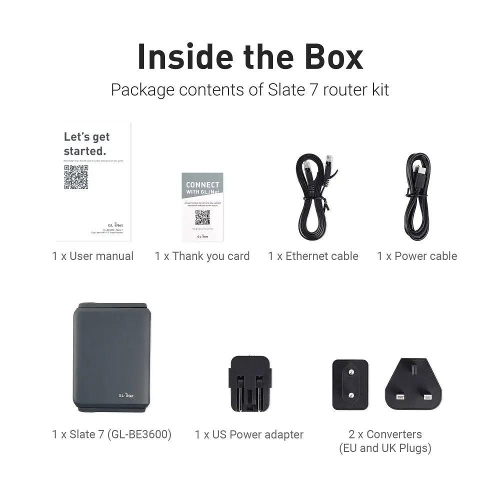 GL.iNet GL-BE3600 (Slate 7) Wi-Fi 7 Travel Router Dual-band Portable Travel Router, Pocket WiFi 7, 2.5G Router, Portable VPN Routers WiFi for Travel, Public Computer Routers, Business Trip, Mobile/RV/Cruise/Plane ﻿