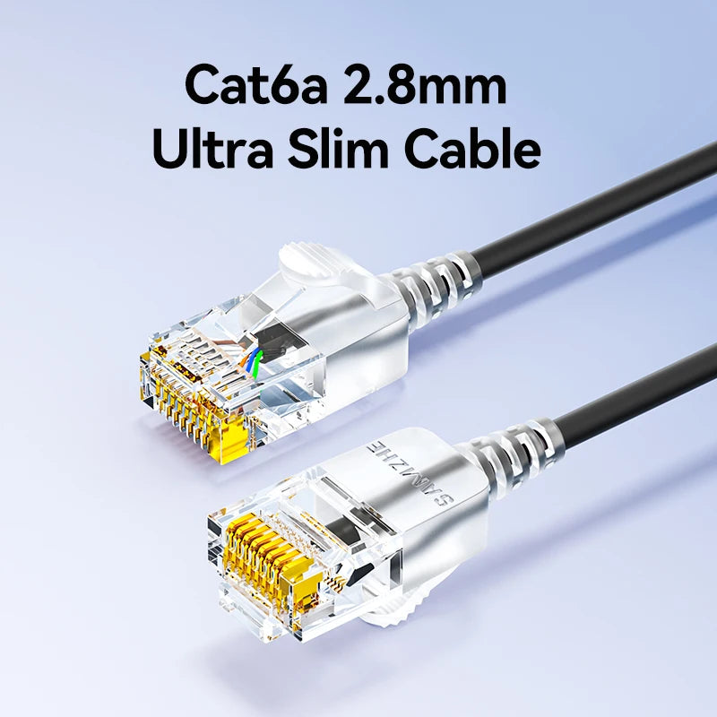 SAMZHE Slim Cat6A RJ45 Internet Cable High Speed 10Gbps 31AWG Pure Copper Wire Core Network LAN Computer Patch Cable For PC