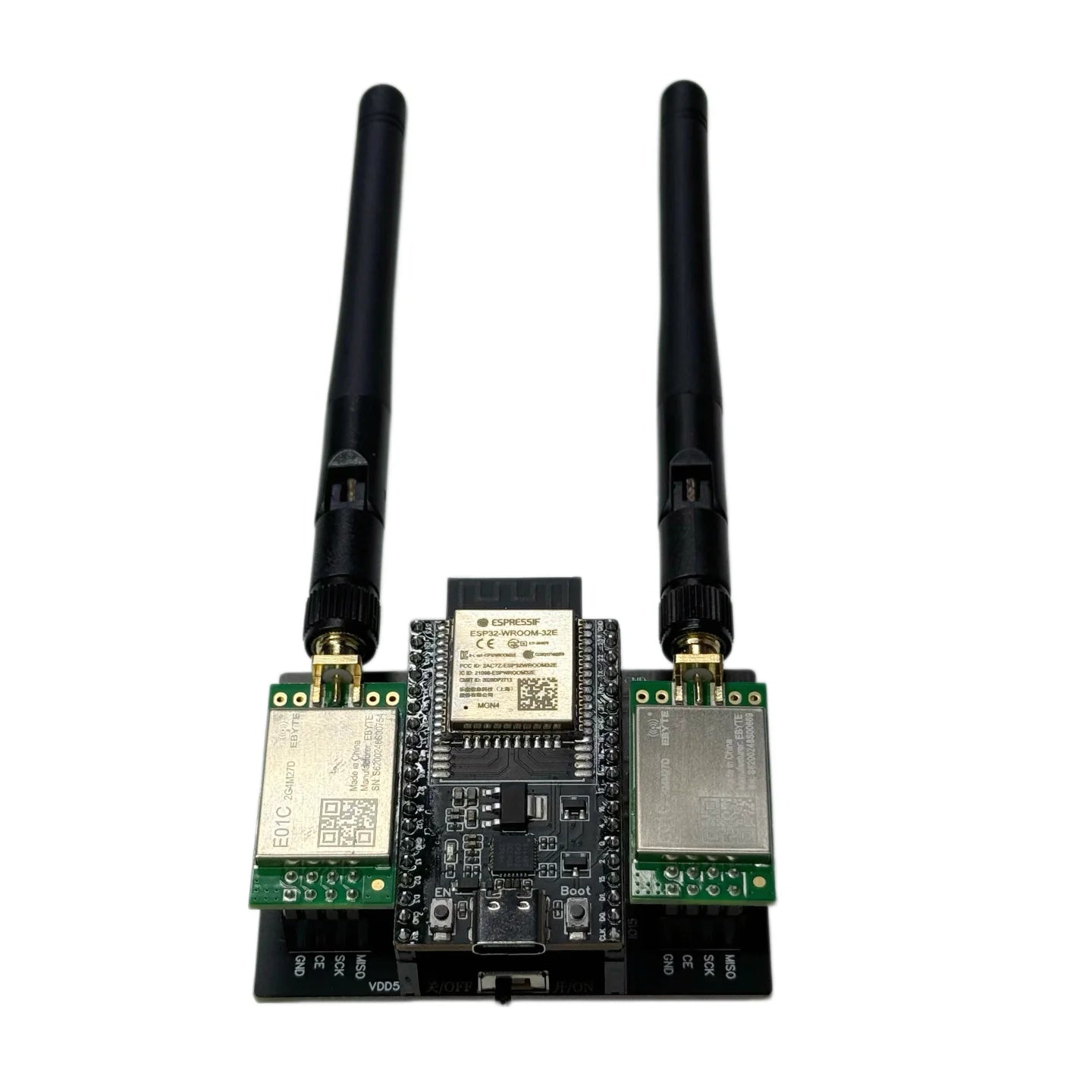NRF24L01 High Power Version with ESP32-DevKitC+E01C 5V2A Power Supply for Long Distance 2.4G Bluetooth Testing