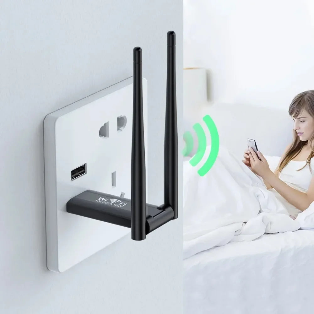 KEBIDUMEI Wireless 2.4G 300Mbps USB WiFi Repeater Extender Signal Amplifier Booster Long Range Router Home Network Extension
