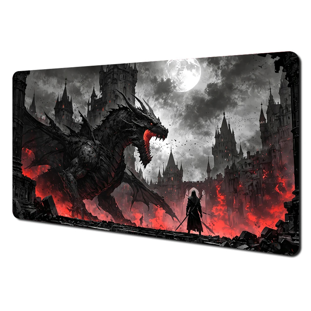Japanese Ghost Samurai Pattern TCG Playmat Magic Card Battle Mat 35X60CM Deskmat Tapete Magic Mat Non-Slip Durable Stitched Edge