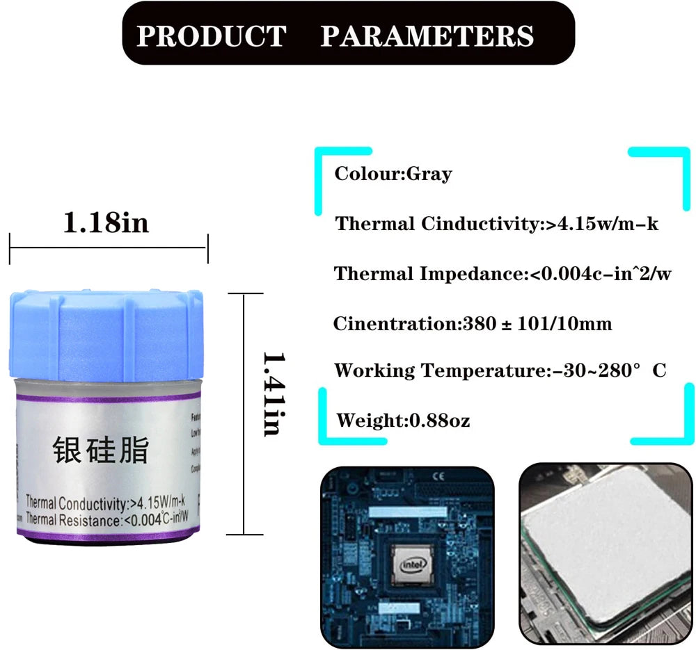 25g Silver Thermal Compound Paste for Coolers Heat Sink Paste Thermal Grease VGA Heatsink Plaste High Durability for CPU GPU PS4