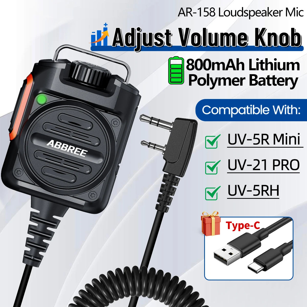 Baofeng AR-152 Tactical Remote Speaker Mic K Plug 2 Pin Volume Adjustable For AR-152 UV-5R UV-25 PRO Walkie Talkie Two Way Radio