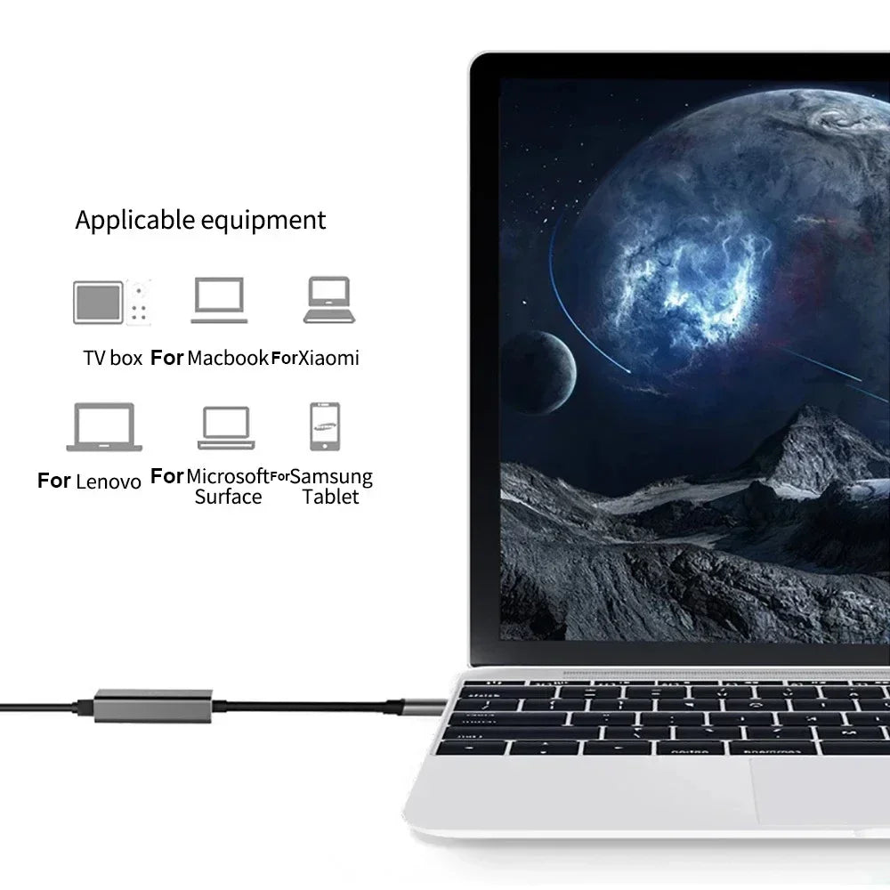 1000Mbps USB Type C Ethernet Adapter RJ45 Network Card for MacBook PC Windows XP 7 Android High-Speed Internet Cable LAN