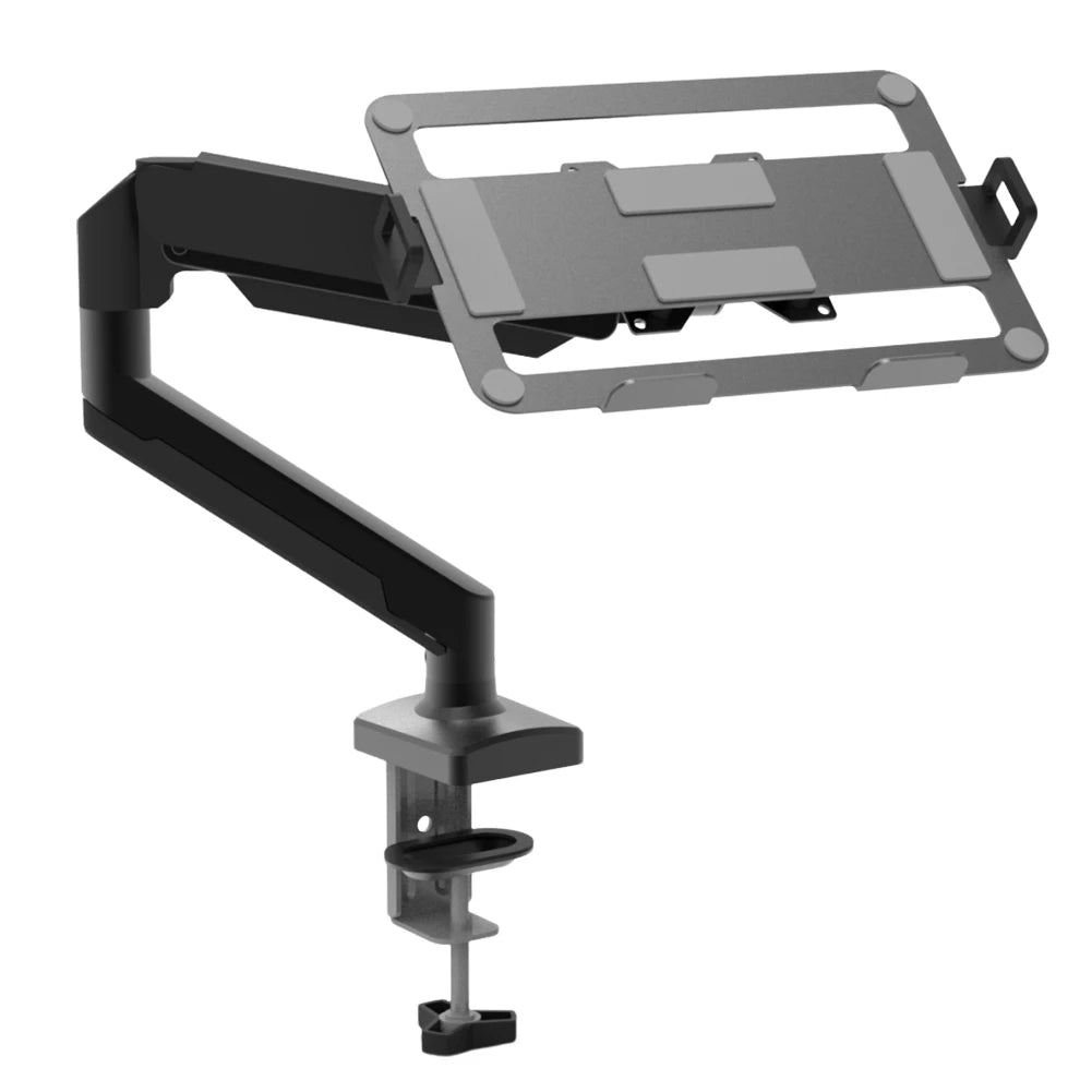 Aluminum Desktop Mount Fully Adjustable Laptop Desk Mount 2-9kg Gas Spring Arm Up To 17.3 Inch Laptop Tray Desktop Stand Clamp