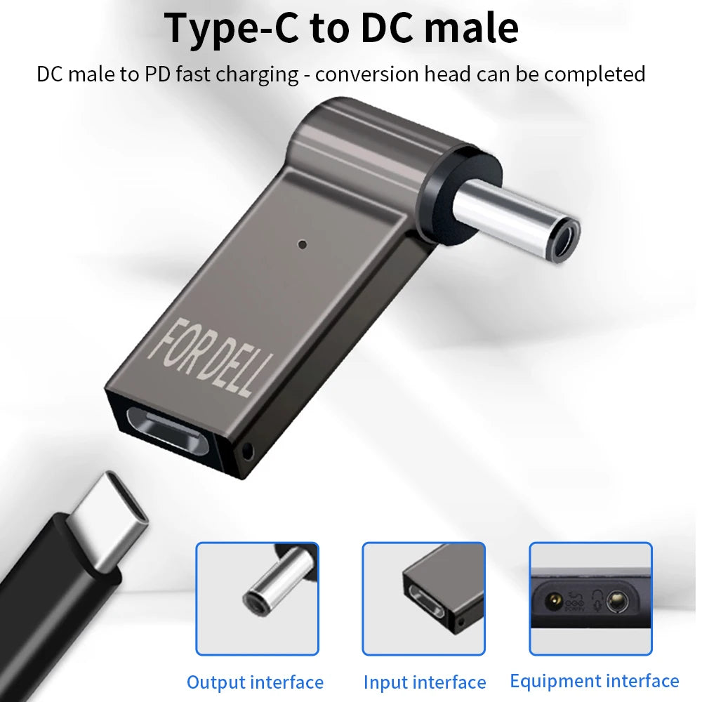 PD 100W Laptop Power Charger Converter Female Type-C To DC Male Jack Plug Supply Adapter Connector 5A For Notebook Computer PC