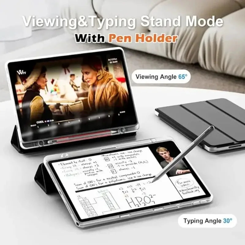 For Lenovo Idea Tab 11'' Case Tb336fu with Pen Holder Tri-Fold Stand Clear Acrylic Hard Funda For Xiaoxin Pad 2025 Tablet Cover