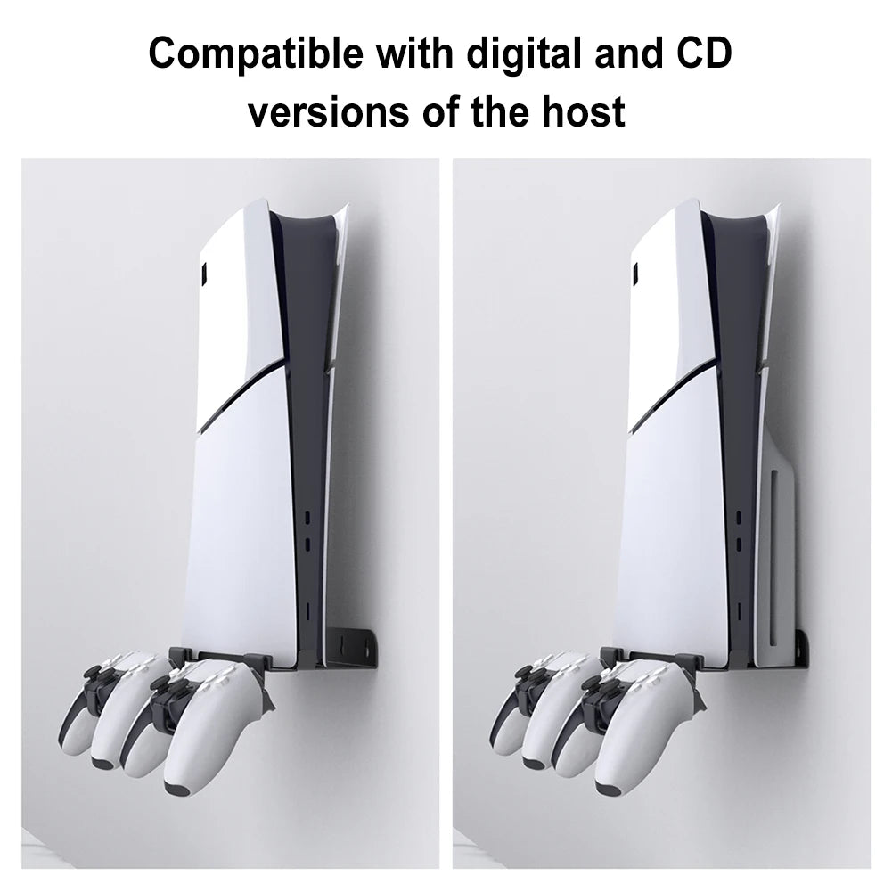 Wall Mount Bracket Console Stand with 2 Controller Mounts Wall Hanging Stand for PS5 Slim Digital Edition and Disc Edition