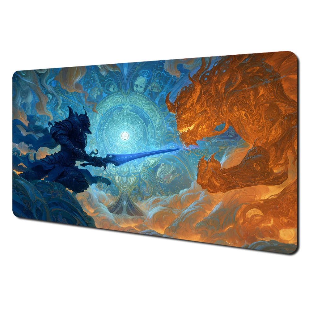 Japanese Ghost Samurai Pattern TCG Playmat Magic Card Battle Mat 35X60CM Deskmat Tapete Magic Mat Non-Slip Durable Stitched Edge