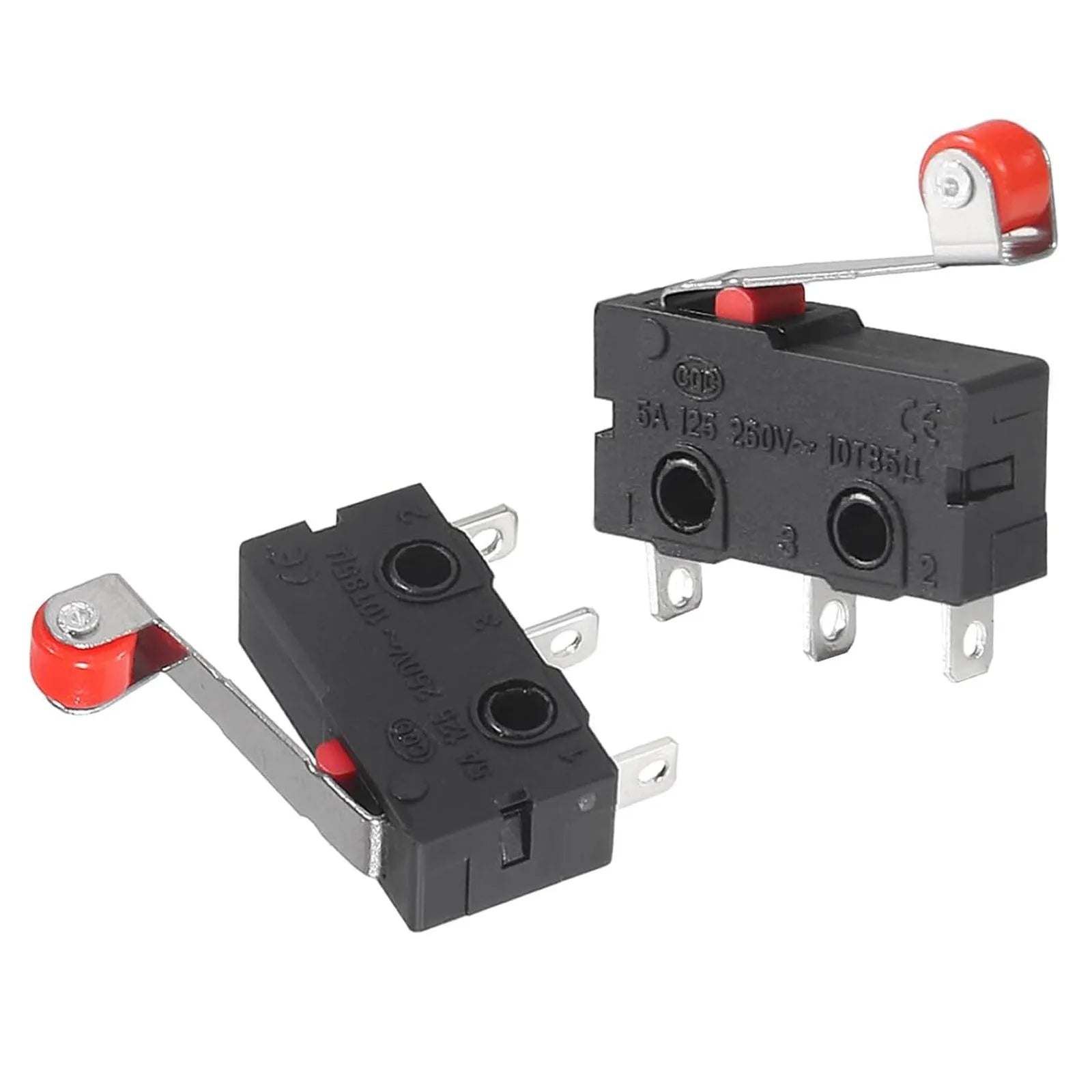 10PCS Micro Limit Switch Normally Open and Close Limit Switch KW12-3 AC 250V 5A SPDT 1NO 1NC 3 Pins Switch with Roller Lever Arm