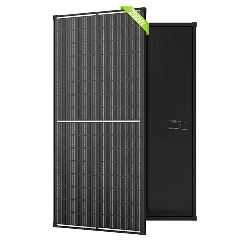 Rvpozwer 200w High Efficiency Black Monocrystalline Solar Panel With Busbar Hidden Technology For RVs Trucks Vehicles Home Power