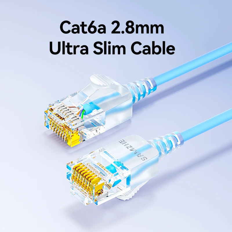 SAMZHE Slim Cat6A RJ45 Internet Cable High Speed 10Gbps 31AWG Pure Copper Wire Core Network LAN Computer Patch Cable For PC