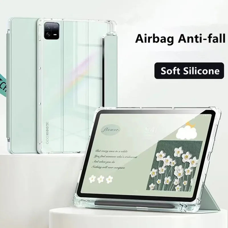 Tablet Smart Case for XiaoMI Mi Pad 8 7 6 5 Max 6S Pro 12.4 Redmi Pad SE 8.7 11 10.61 Pro12.1 '' Transparent Pencil Holder Cover