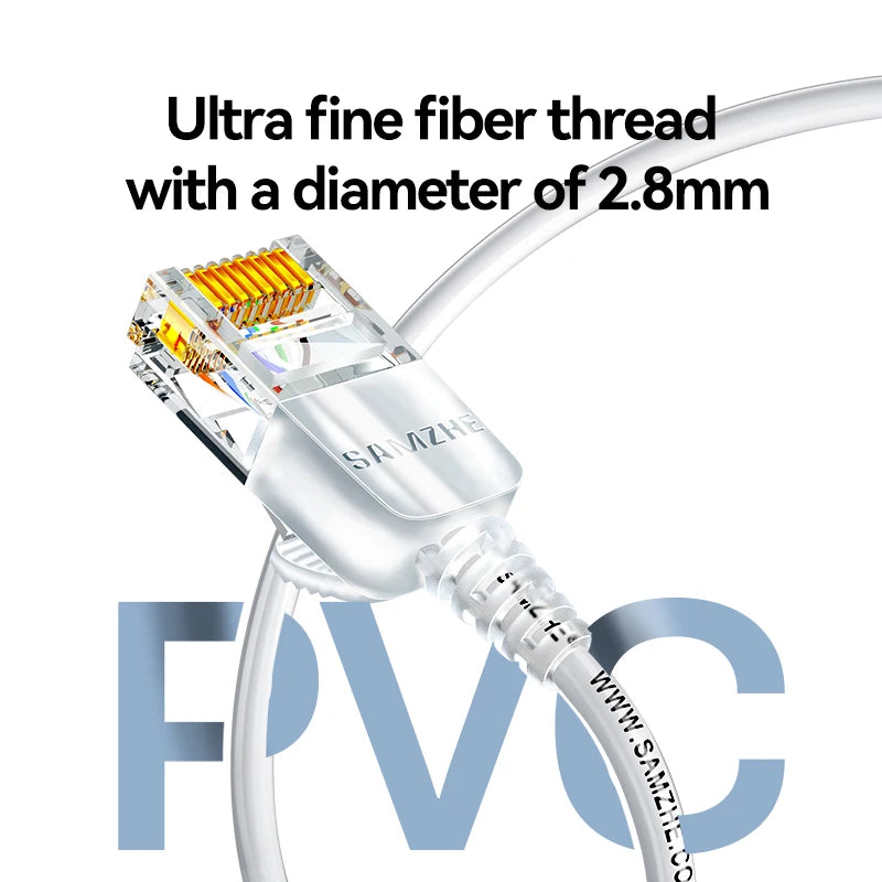 SAMZHE Slim Cat6A RJ45 Internet Cable High Speed 10Gbps 31AWG Pure Copper Wire Core Network LAN Computer Patch Cable For PC