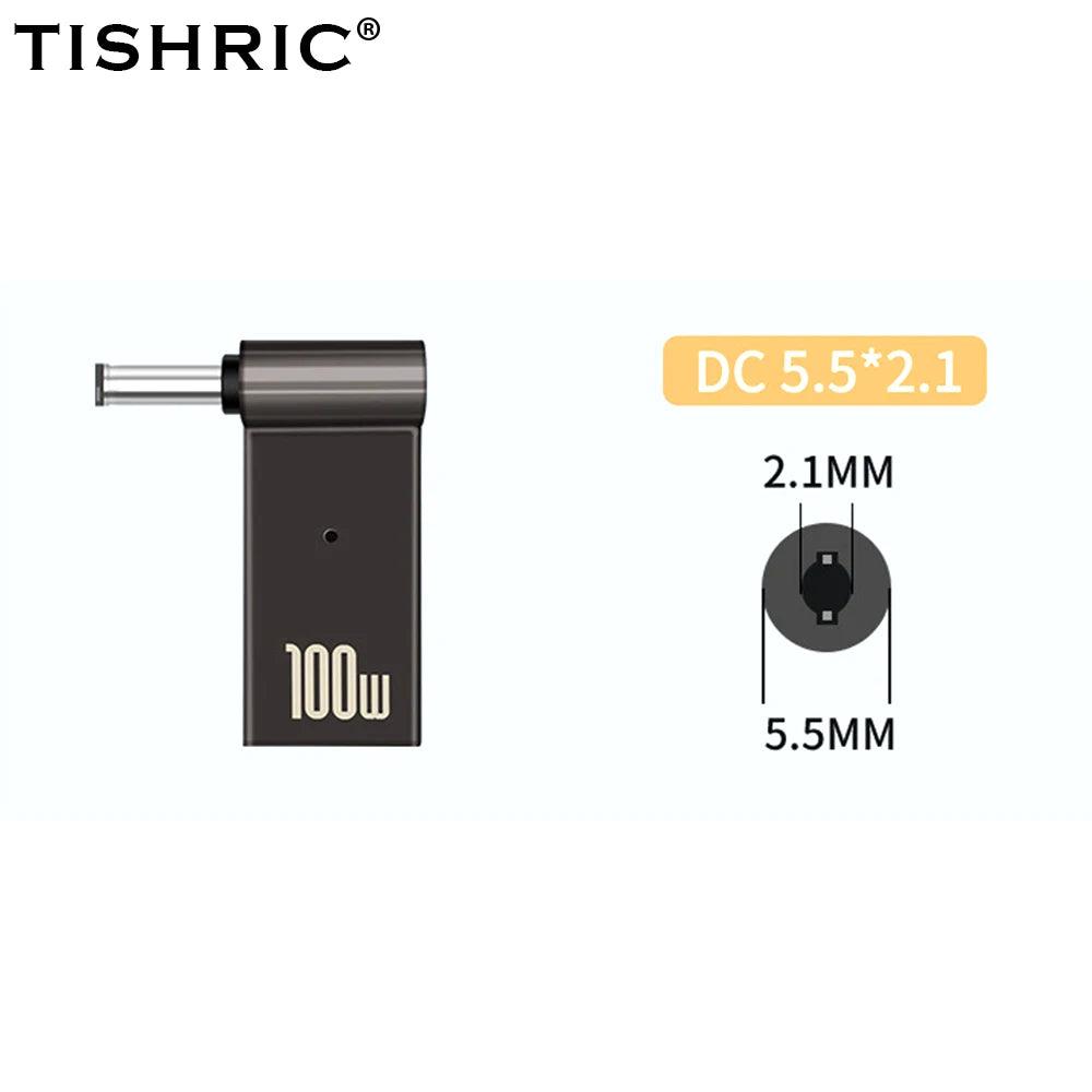 PD 100W Laptop Power Charger Converter Female Type-C To DC Male Jack Plug Supply Adapter Connector 5A For Notebook Computer PC