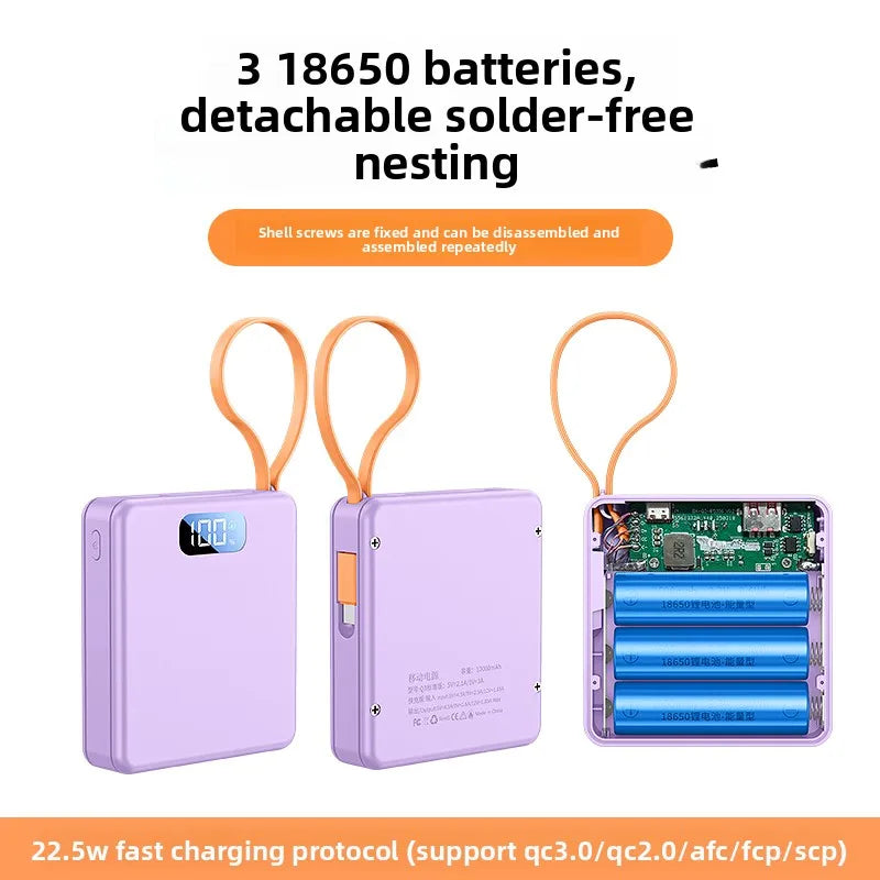 3 Slots 18650 Battery Box DIY Power Bank Charger Shell Fast Charging Case With Charge Cable Mini Solderless Power Supply Housing