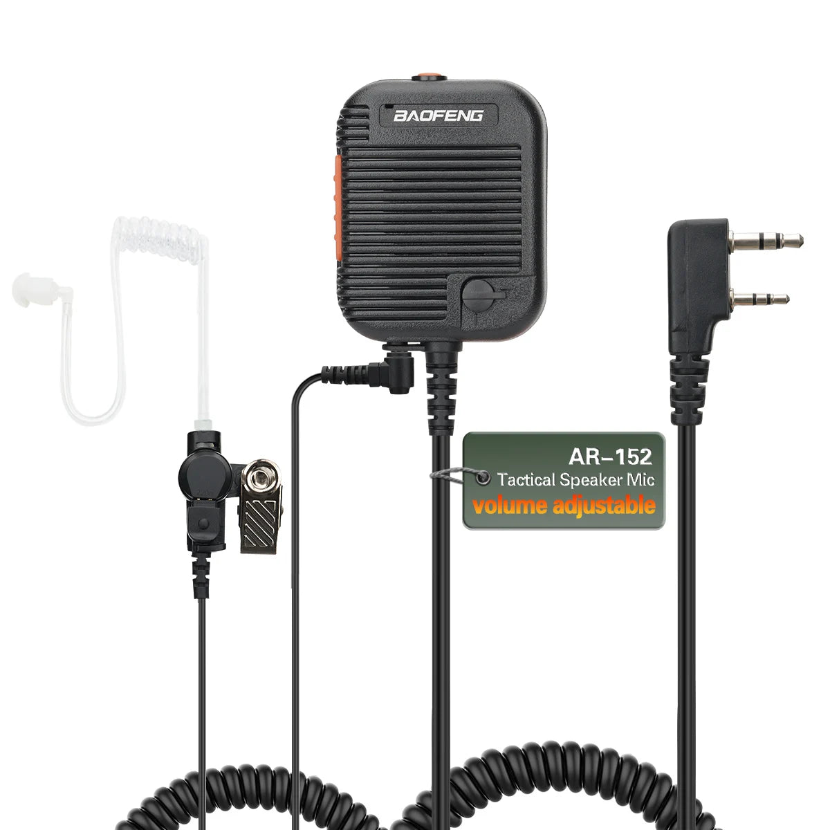 Baofeng AR-152 Tactical Remote Speaker Mic K Plug 2 Pin Volume Adjustable For AR-152 UV-5R UV-25 PRO Walkie Talkie Two Way Radio